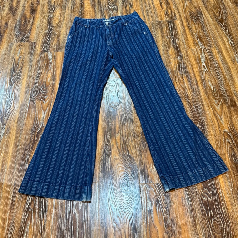 Rock and Roll Denim Womens W29 L32 High Rise Trouser Wide Leg Pinstripe Jeans